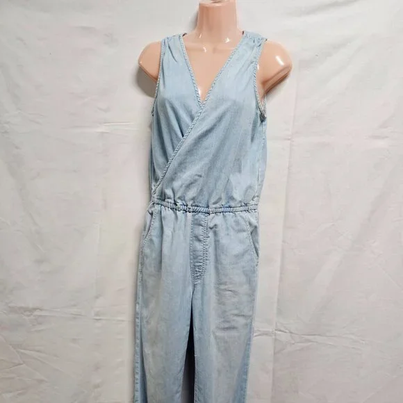 MOTHER Crop The Jumpsuit Sleeveless Light Blue Women Size S - Picture 6 of 16